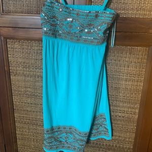 INC BEACH Green embellished XS strappy beach DRESS. COVER-UP.. NWT!